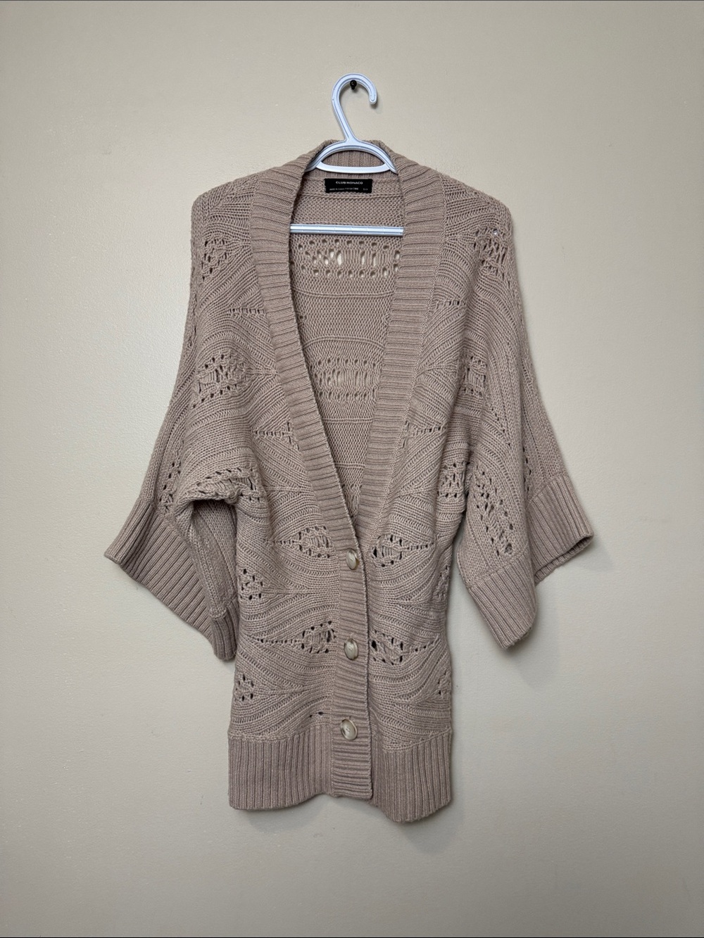 Club Monaco Open-Knit Button oversized Cardigan size S